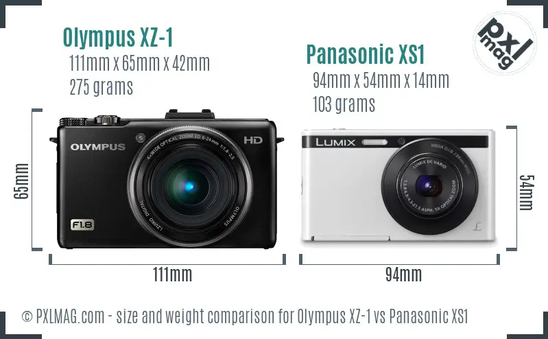 Olympus XZ-1 vs Panasonic XS1 size comparison