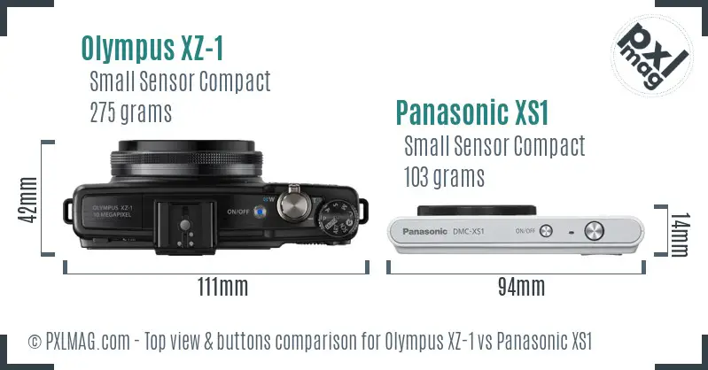 Olympus XZ-1 vs Panasonic XS1 top view buttons comparison