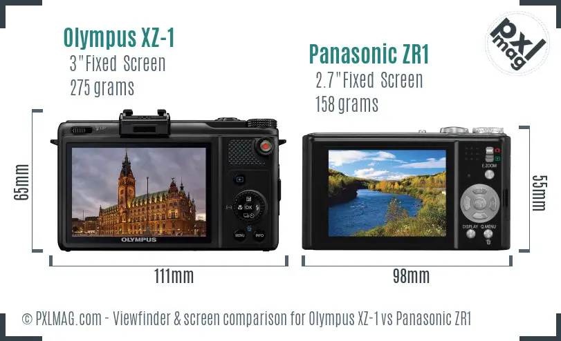 Olympus XZ-1 vs Panasonic ZR1 Screen and Viewfinder comparison