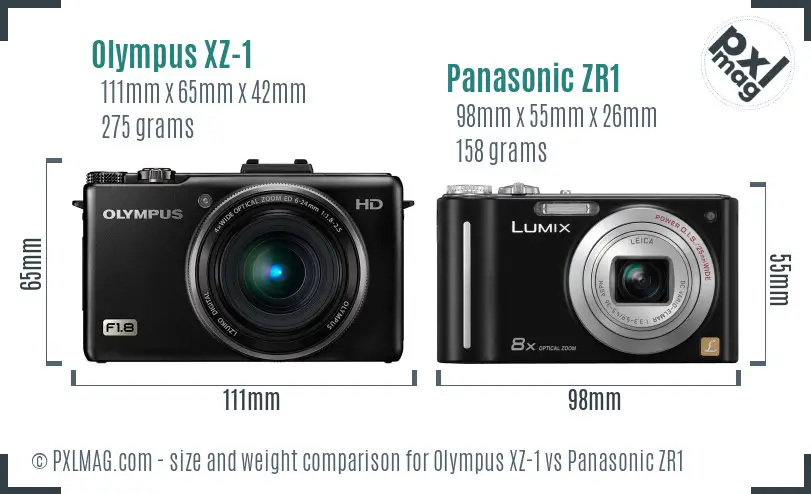 Olympus XZ-1 vs Panasonic ZR1 size comparison