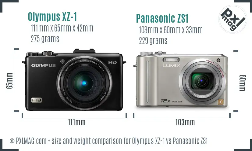 Olympus XZ-1 vs Panasonic ZS1 size comparison