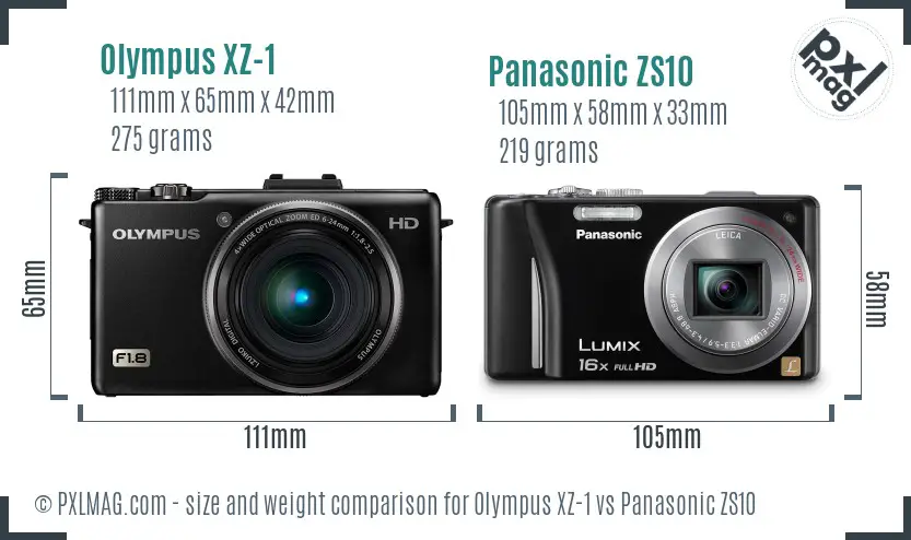 Olympus XZ-1 vs Panasonic ZS10 size comparison