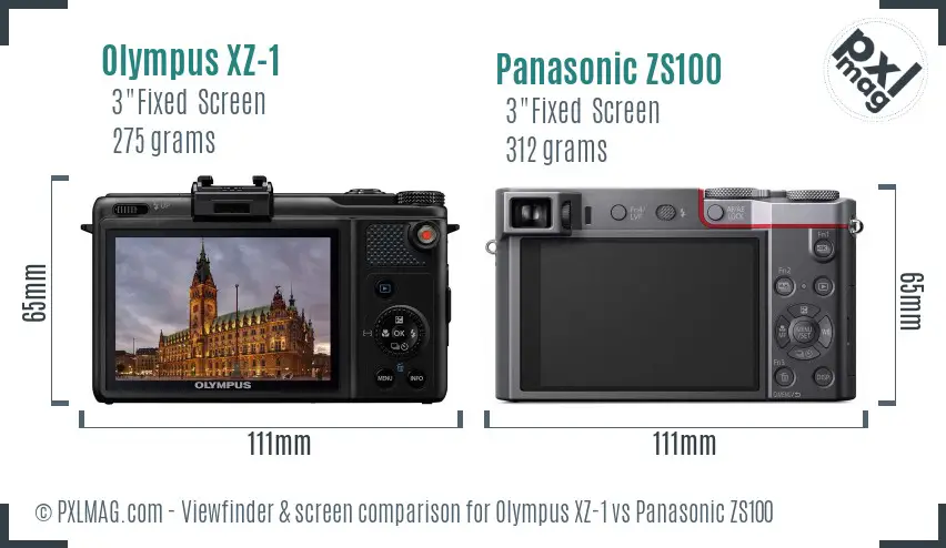 Olympus XZ-1 vs Panasonic ZS100 Screen and Viewfinder comparison
