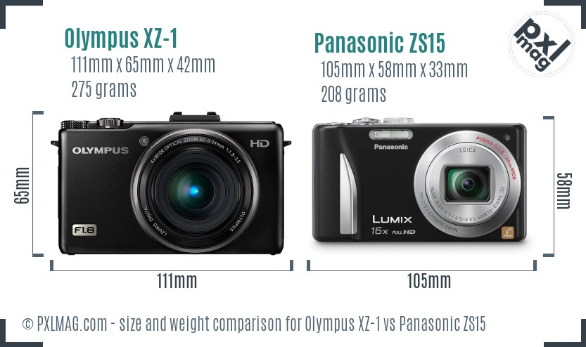 Olympus XZ-1 vs Panasonic ZS15 size comparison