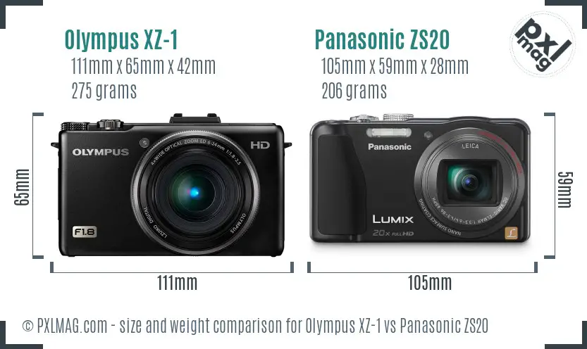 Olympus XZ-1 vs Panasonic ZS20 size comparison