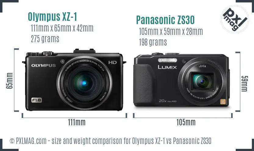 Olympus XZ-1 vs Panasonic ZS30 size comparison