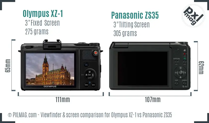 Olympus XZ-1 vs Panasonic ZS35 Screen and Viewfinder comparison