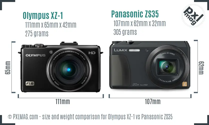Olympus XZ-1 vs Panasonic ZS35 size comparison