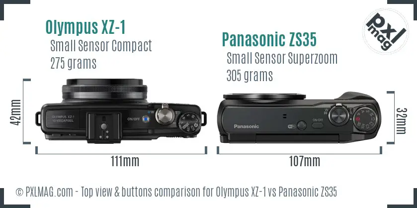 Olympus XZ-1 vs Panasonic ZS35 top view buttons comparison