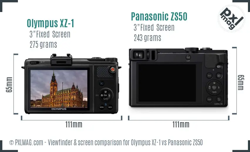 Olympus XZ-1 vs Panasonic ZS50 Screen and Viewfinder comparison
