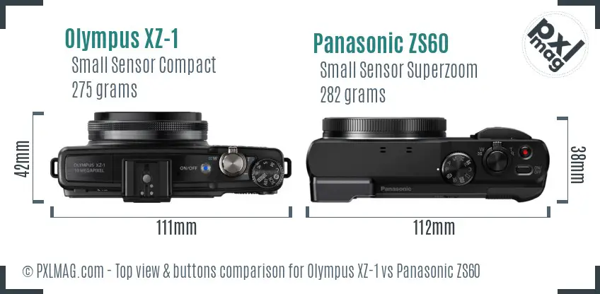 Olympus XZ-1 vs Panasonic ZS60 top view buttons comparison