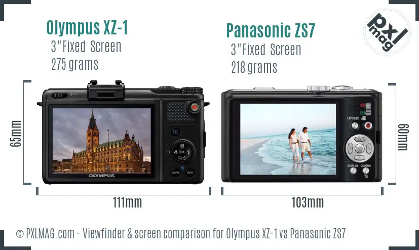 Olympus XZ-1 vs Panasonic ZS7 Screen and Viewfinder comparison