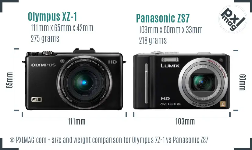 Olympus XZ-1 vs Panasonic ZS7 size comparison