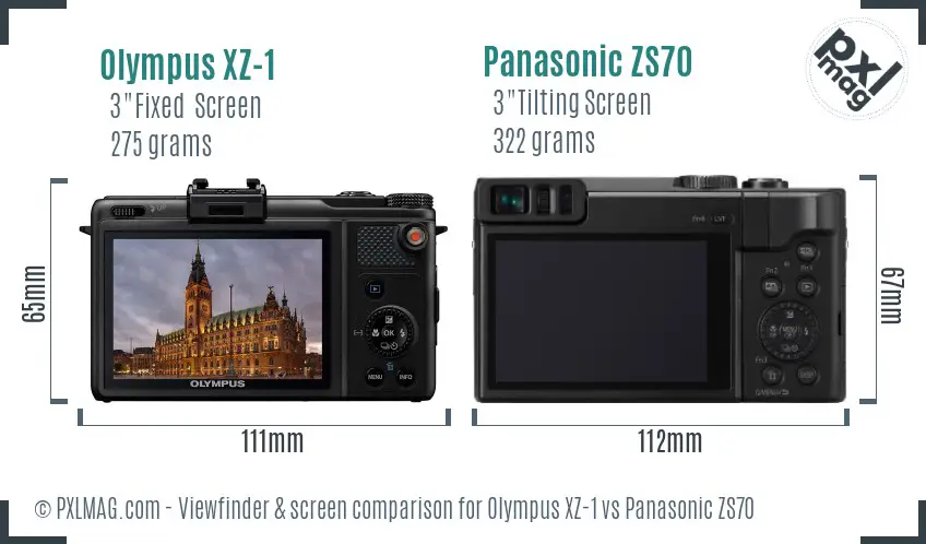 Olympus XZ-1 vs Panasonic ZS70 Screen and Viewfinder comparison
