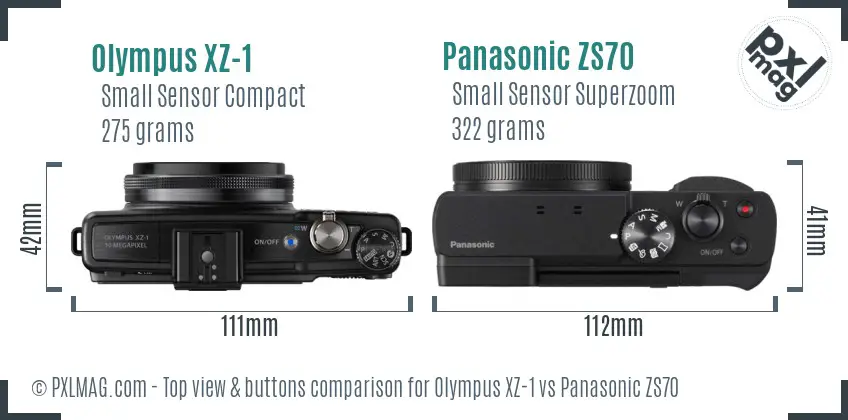 Olympus XZ-1 vs Panasonic ZS70 top view buttons comparison