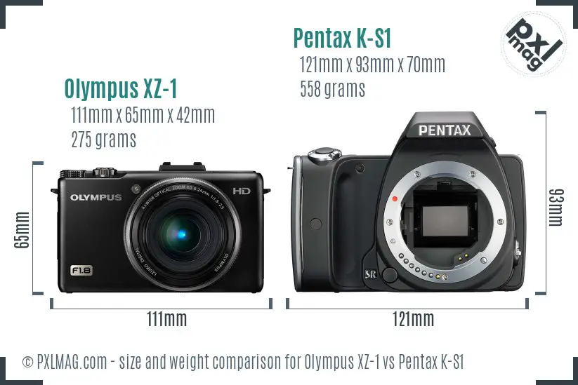 Olympus XZ-1 vs Pentax K-S1 size comparison