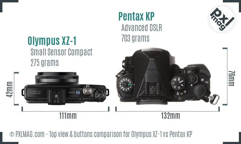 Olympus XZ-1 vs Pentax KP top view buttons comparison