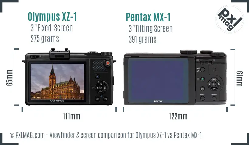 Olympus XZ-1 vs Pentax MX-1 Screen and Viewfinder comparison