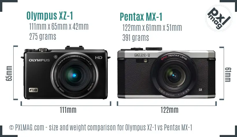 Olympus XZ-1 vs Pentax MX-1 size comparison