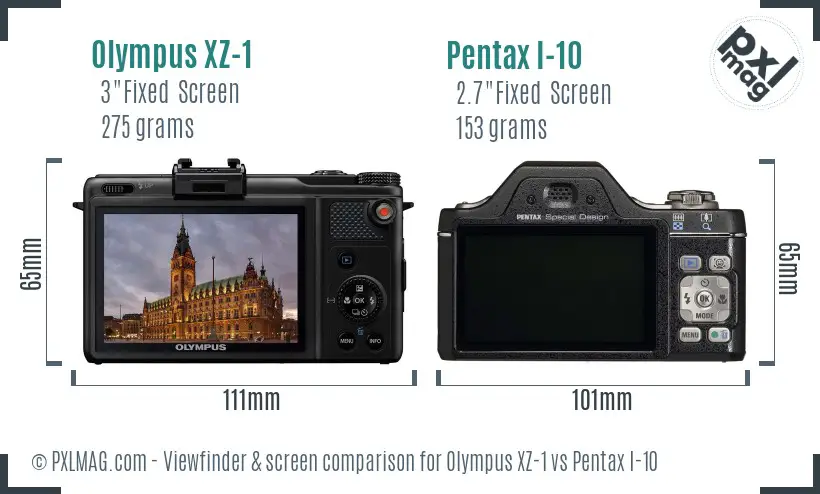 Olympus XZ-1 vs Pentax I-10 Screen and Viewfinder comparison