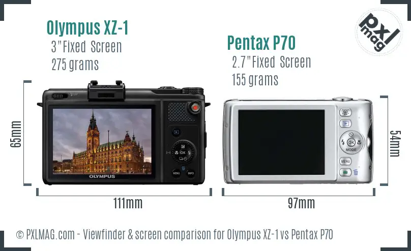 Olympus XZ-1 vs Pentax P70 Screen and Viewfinder comparison