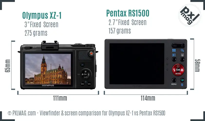 Olympus XZ-1 vs Pentax RS1500 Screen and Viewfinder comparison
