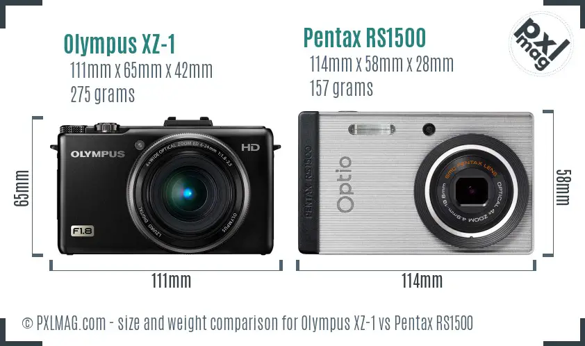 Olympus XZ-1 vs Pentax RS1500 size comparison