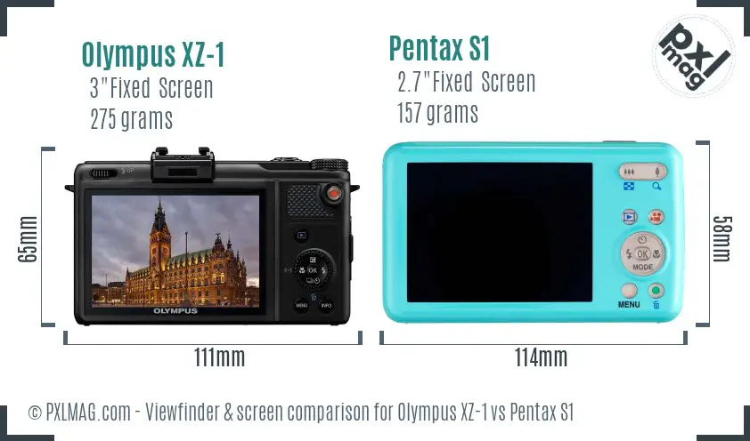 Olympus XZ-1 vs Pentax S1 Screen and Viewfinder comparison