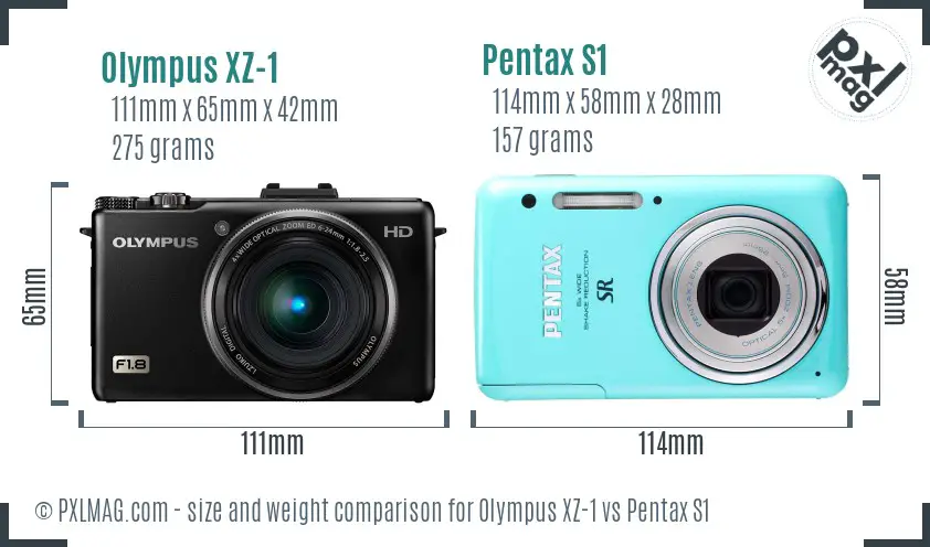 Olympus XZ-1 vs Pentax S1 size comparison
