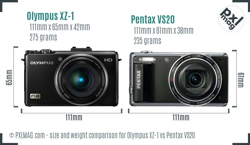 Olympus XZ-1 vs Pentax VS20 size comparison