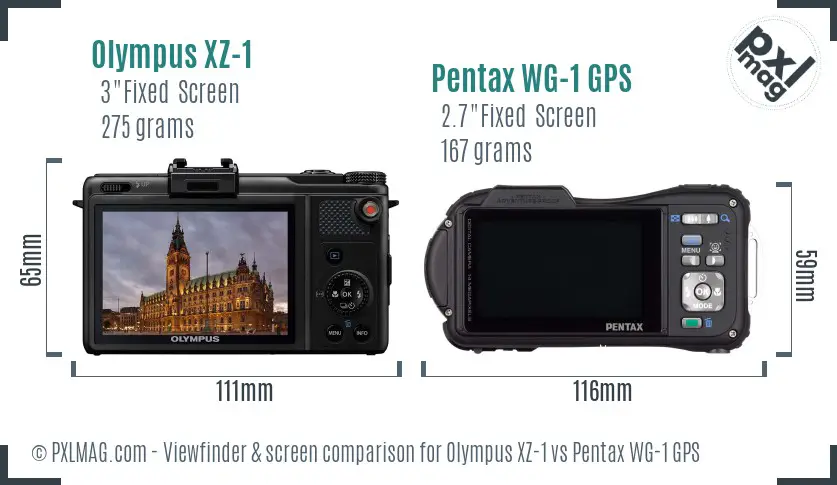 Olympus XZ-1 vs Pentax WG-1 GPS Screen and Viewfinder comparison