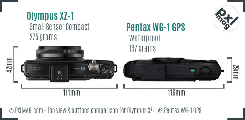 Olympus XZ-1 vs Pentax WG-1 GPS top view buttons comparison
