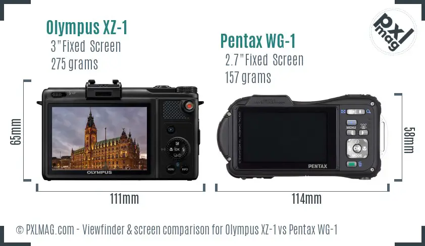 Olympus XZ-1 vs Pentax WG-1 Screen and Viewfinder comparison