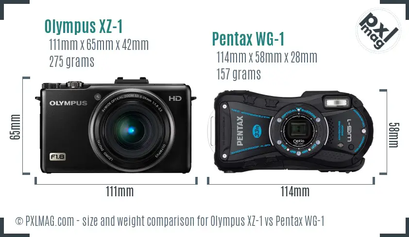 Olympus XZ-1 vs Pentax WG-1 size comparison