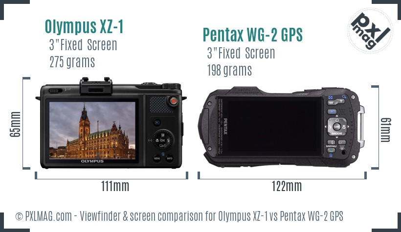 Olympus XZ-1 vs Pentax WG-2 GPS Screen and Viewfinder comparison