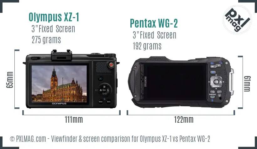 Olympus XZ-1 vs Pentax WG-2 Screen and Viewfinder comparison