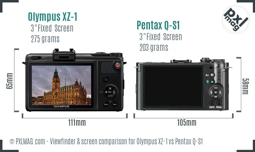 Olympus XZ-1 vs Pentax Q-S1 Screen and Viewfinder comparison