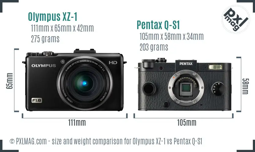 Olympus XZ-1 vs Pentax Q-S1 size comparison