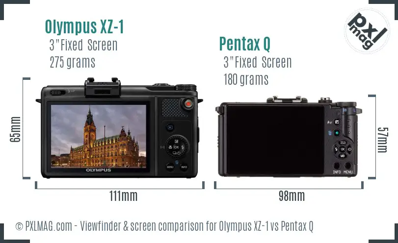 Olympus XZ-1 vs Pentax Q Screen and Viewfinder comparison