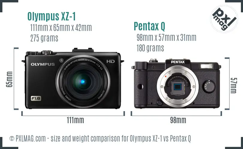 Olympus XZ-1 vs Pentax Q size comparison