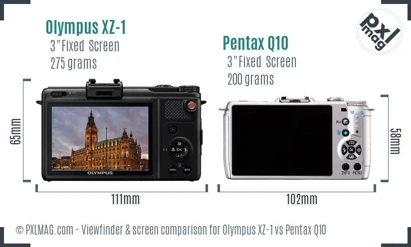 Olympus XZ-1 vs Pentax Q10 Screen and Viewfinder comparison