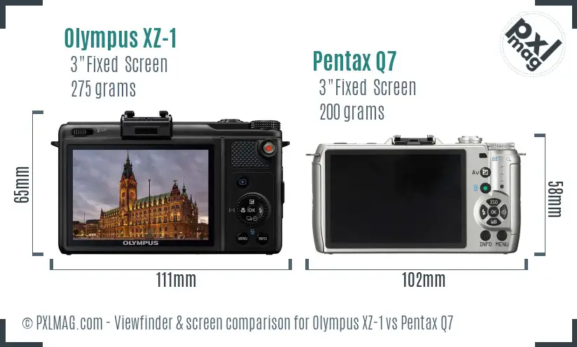Olympus XZ-1 vs Pentax Q7 Screen and Viewfinder comparison