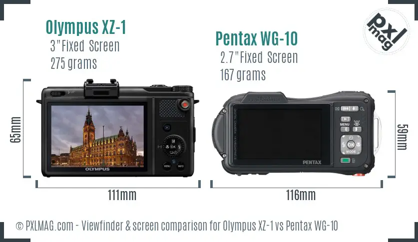 Olympus XZ-1 vs Pentax WG-10 Screen and Viewfinder comparison