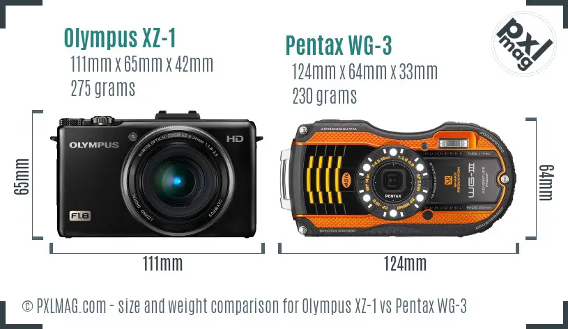 Olympus XZ-1 vs Pentax WG-3 size comparison Olympus XZ-1 vs Pentax WG-3 size comparison