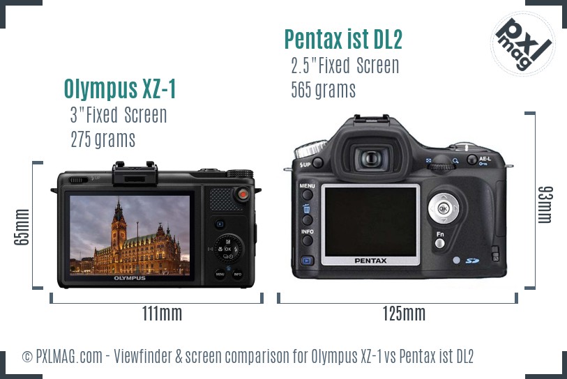 Olympus XZ-1 vs Pentax ist DL2 Screen and Viewfinder comparison