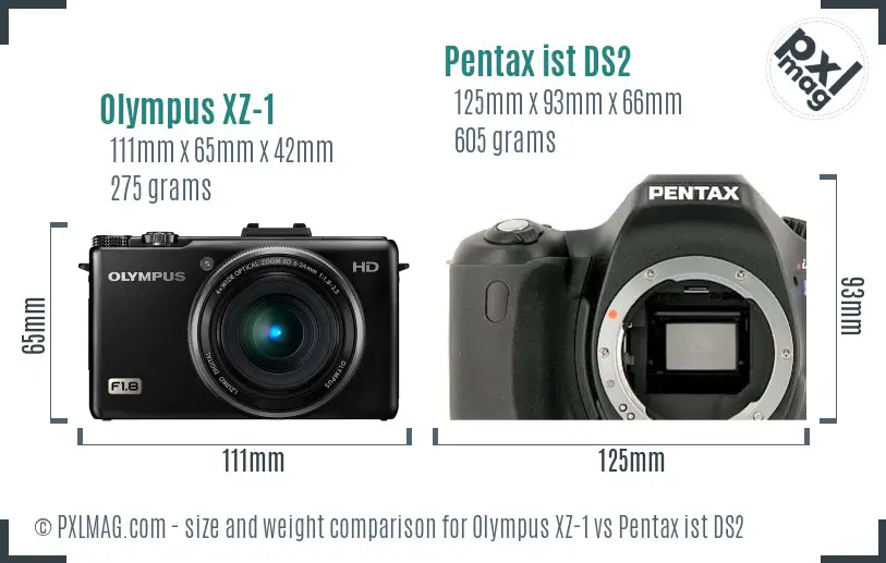 Olympus XZ-1 vs Pentax ist DS2 size comparison