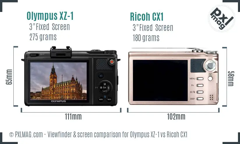 Olympus XZ-1 vs Ricoh CX1 Screen and Viewfinder comparison Olympus XZ-1 vs Ricoh CX1 Screen and Viewfinder comparison