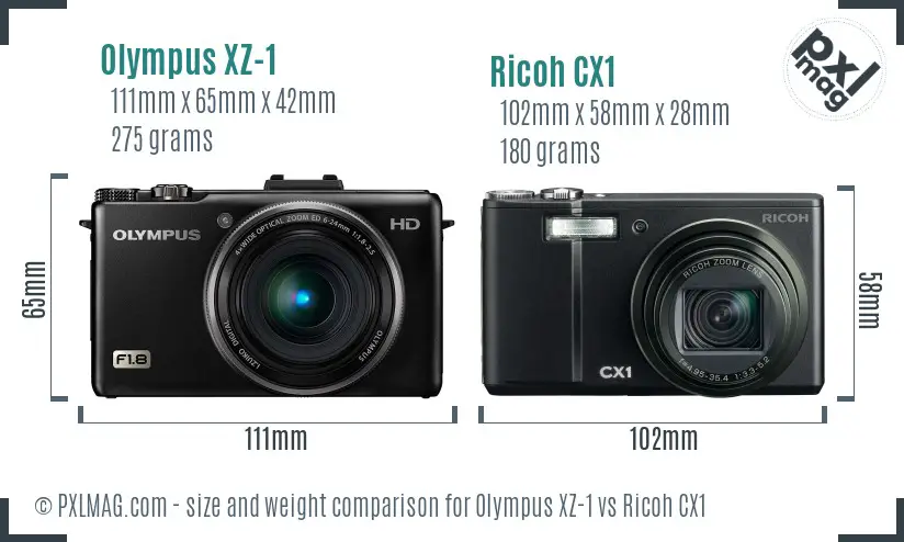 Olympus XZ-1 vs Ricoh CX1 size comparison Olympus XZ-1 vs Ricoh CX1 size comparison