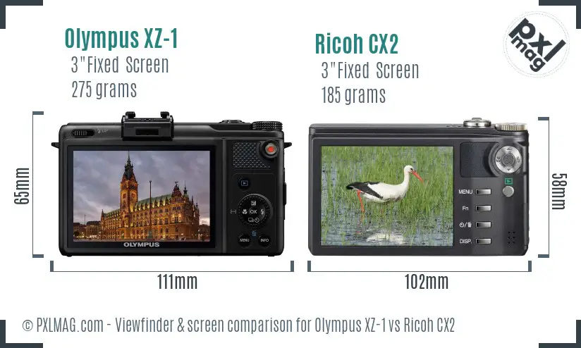 Olympus XZ-1 vs Ricoh CX2 Screen and Viewfinder comparison