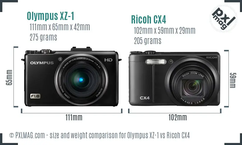 Olympus XZ-1 vs Ricoh CX4 size comparison